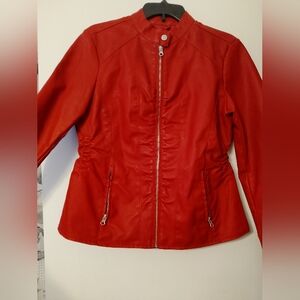 Baccini Vibrant Red Faux Leather Jacket